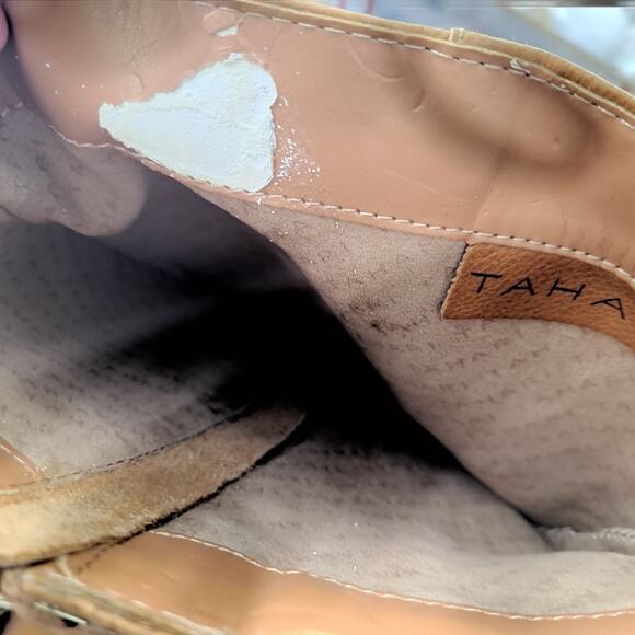 Vintage Tahari Knee Boot 9M Andy Leather Double Zipper Tall Caramel Brown - Picture 7 of 14